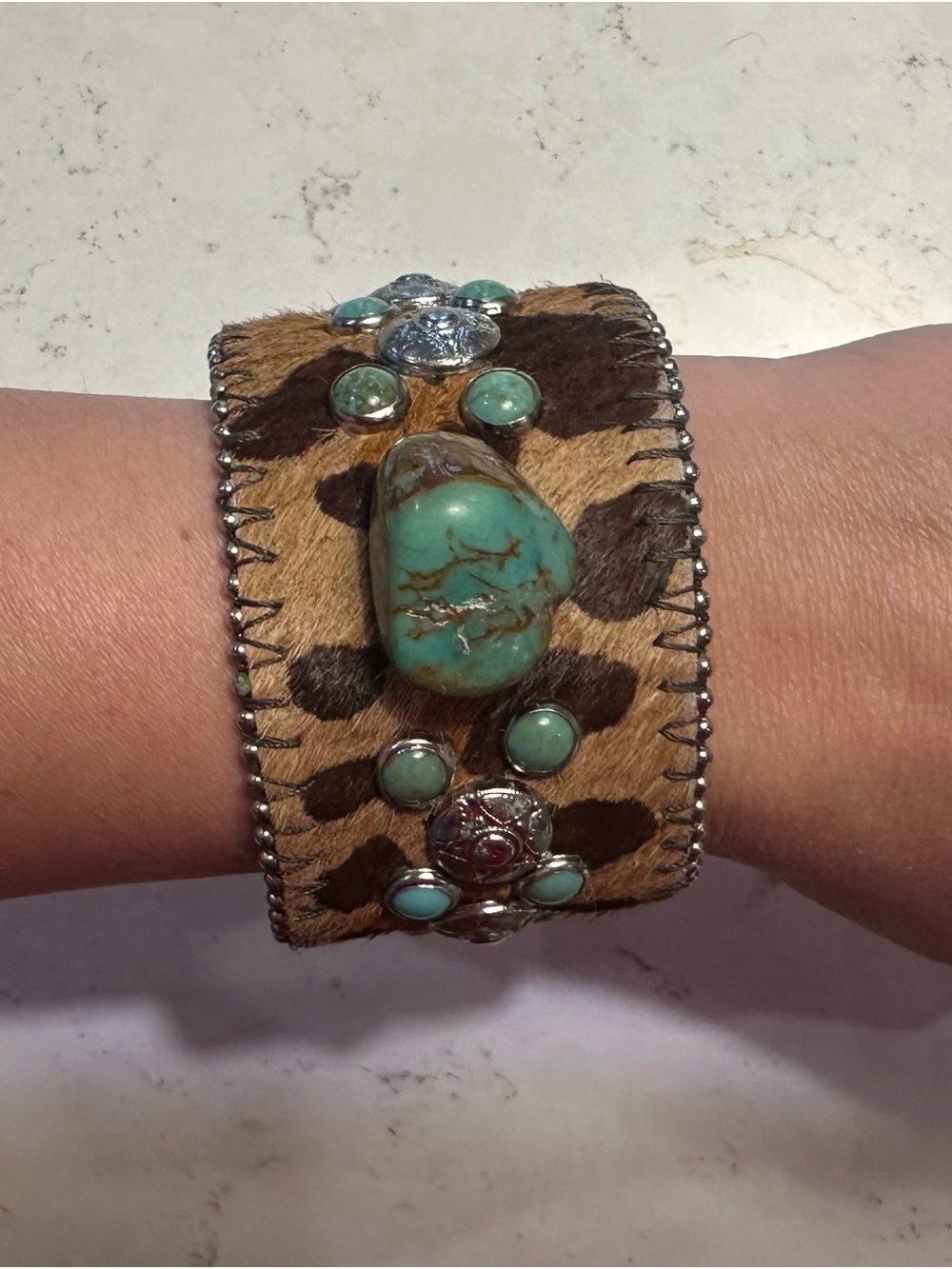 KurtMen Handmade Turquoise Statement Cuff Bracelet